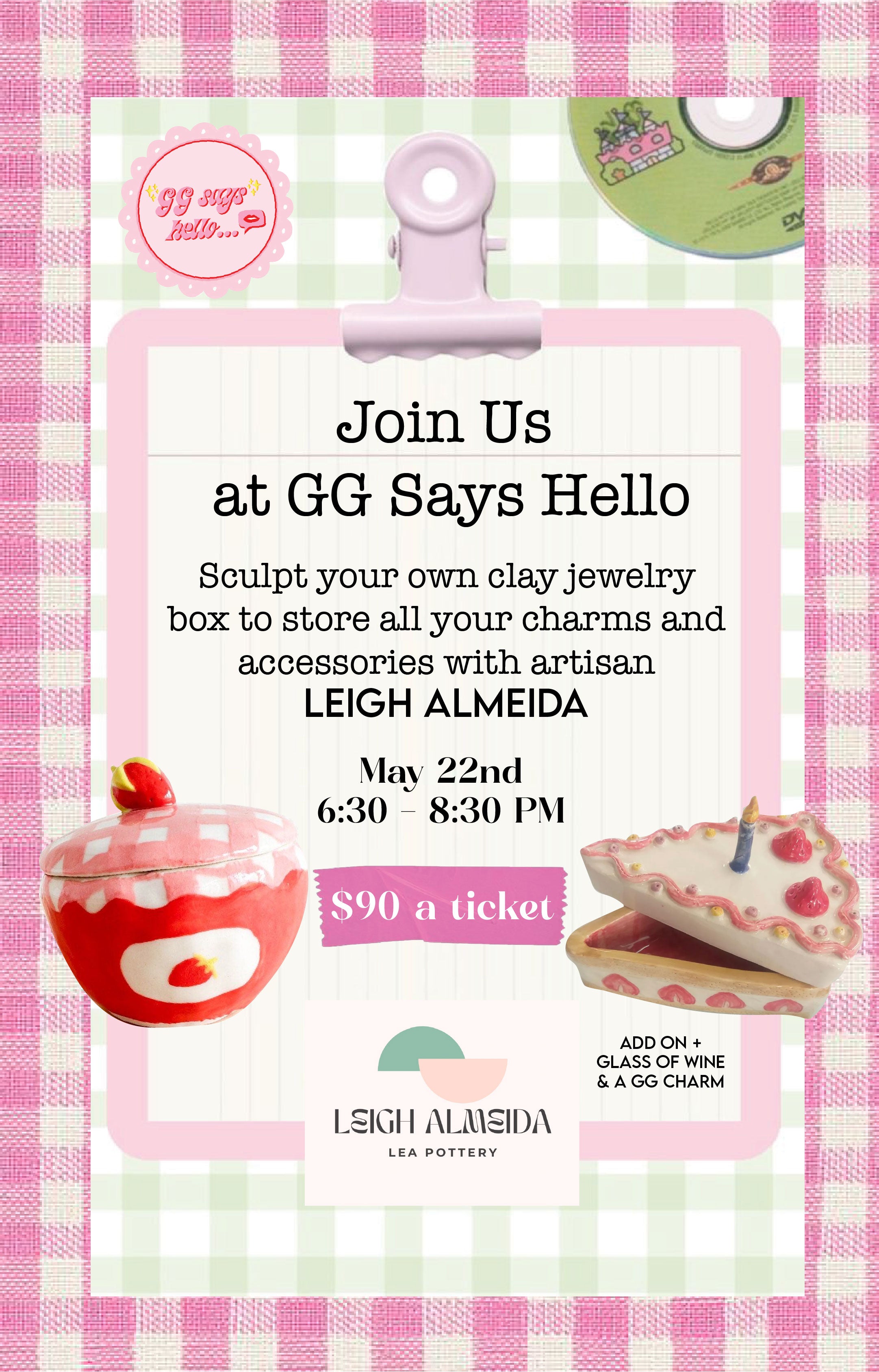Jewelry Box Class - Friday, May 22nd @ 6:30 pm - GG SAYS HELLO!