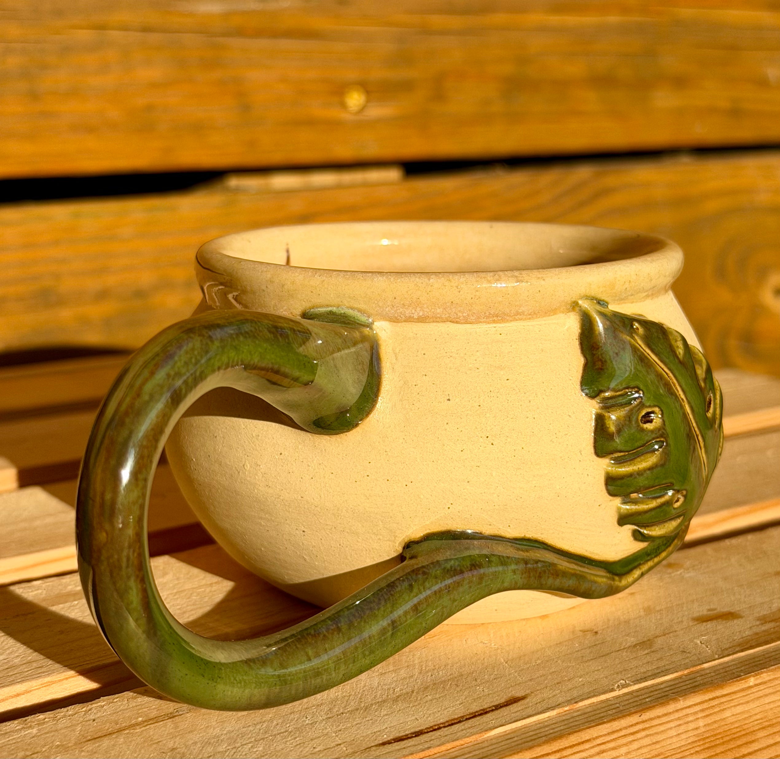 Double Monstera Leaf Shortie Mug - MEDIUM