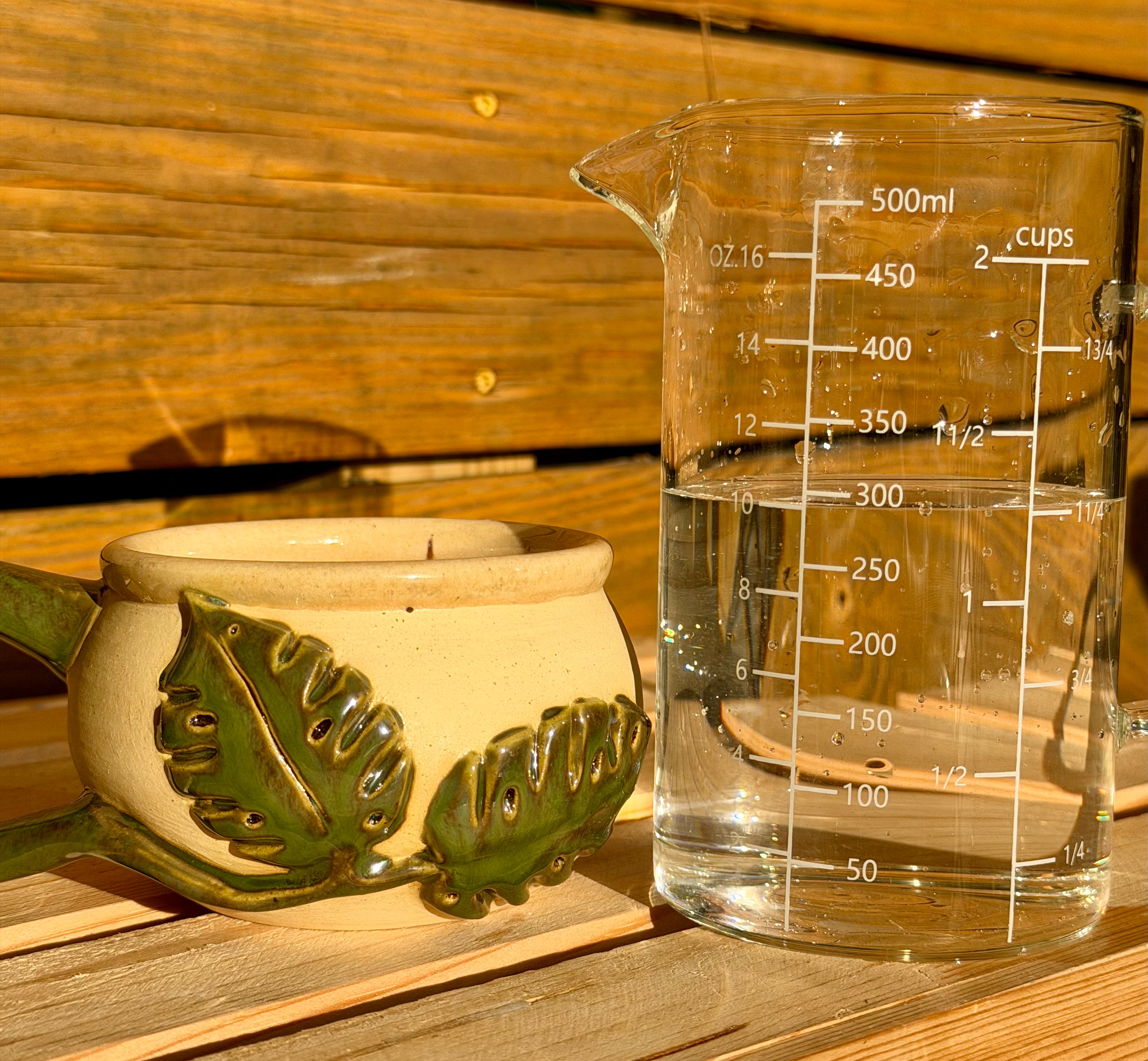 Double Monstera Leaf Shortie Mug - MEDIUM