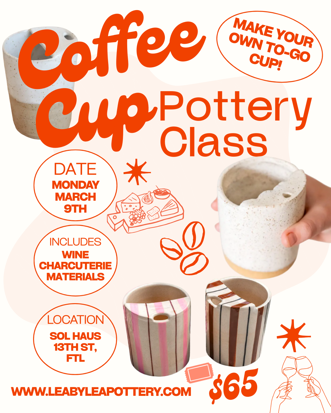 To Go Coffee Tumbler Pottery Class -March 9th @ 6:30-8:30 pm (TENTATIVE)